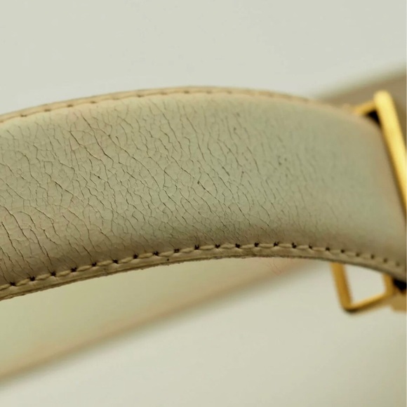 AUTHENTIC GUCCI VINTAGE MADE IN ITALY WHITE LEATHER LADIES' BELT with Dust bag - Picture 9 of 9